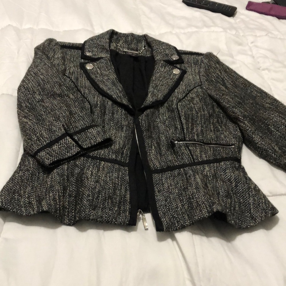 White House Black Market zip up tweed jacket